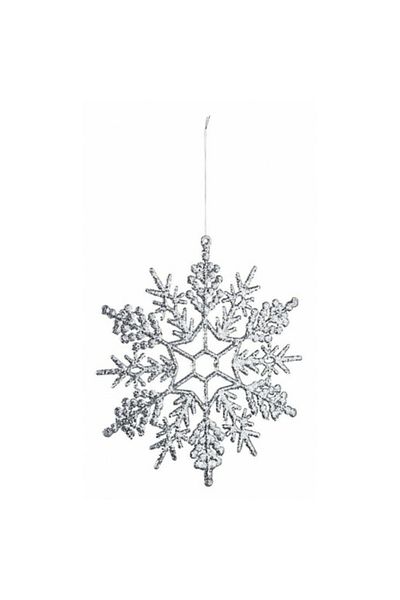 Bizzotto Set of 6 silver Christmas tree ornaments Snowflake 30 cm