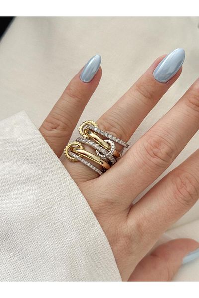 CHARMLUCKY 5-Piece Mix Stone Ring