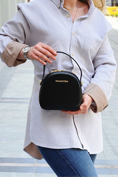 HAMILTON Original Design Black Women's Shoulder Bag Handbag 3 Compartment Crossbody Bag
