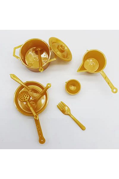 LavinTheMavi Miniature Toy Gold Pot Set - 11 Pieces