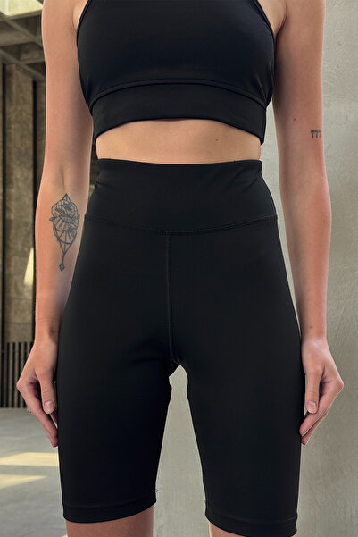 VAGGON Women's Black High Waist Sports Shorts Leggings V00027-B