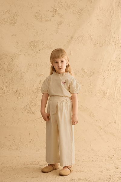 Fahhar Kids Wide Flap Baggy Pants Natural