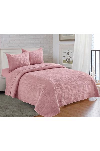 CHIRASO CHIRASO 3-Piece Duvet Cover Set, 230x250 cm, Satin Cotton, Embossed Pattern, UNI, powder pink