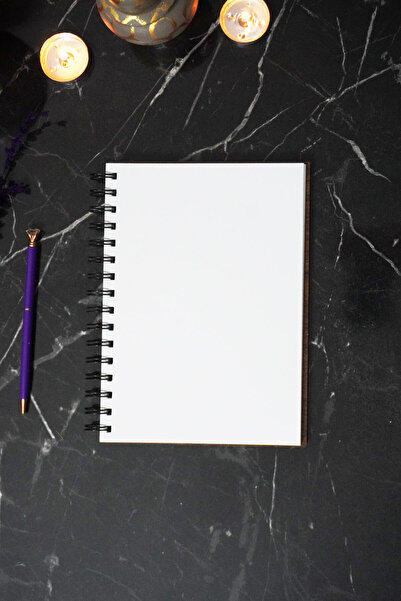 markcat Flying House Wooden Cover Notebook - Unlined Notebook - 60 Sheets (120 Pages) - A5 15X21 cm