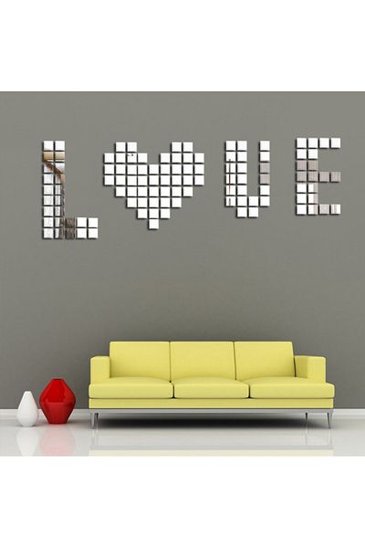 OEM Set de oglinzi pătrate cu design 2/2 cm - acrilice decorative argintii 1000 buc