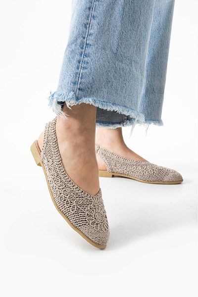 VENUCIA Women's Summer Open Back Ballerina Breathable Mesh Straw Shoes