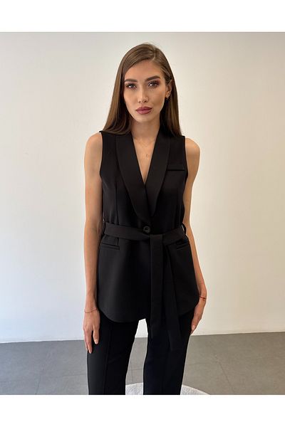 ossons Shawl Collar Waist Tie Vest Trousers Suit