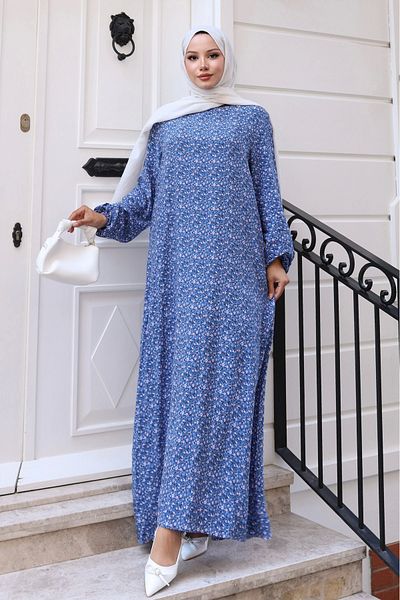 Moda MSK Φόρεμα βισκόζης με μοτίβο λουλουδιών μπλε