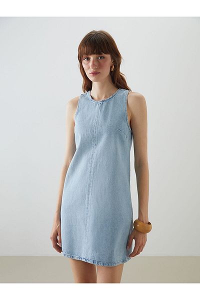 LC Waikiki Rochie mini din blugi în formă de A cu guler Halter - S5FF37Z8