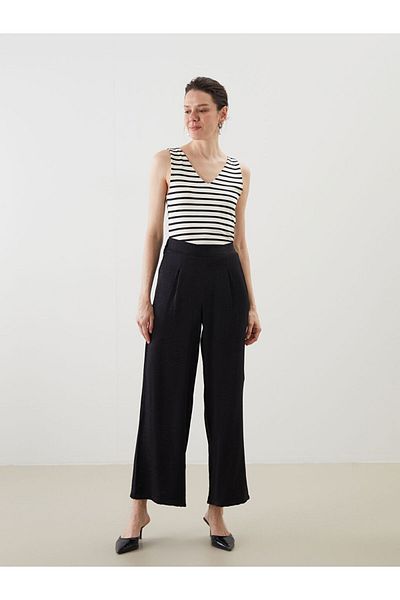 LC Waikiki New Season Women's Textured Trousers with Elastic Waist - S5Kr69Z8