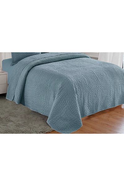 CHIRASO CHIRASO 3-Piece Duvet Cover Set, 230x250 cm, Satin Cotton, Embossed Pattern, UNI, dusty blue