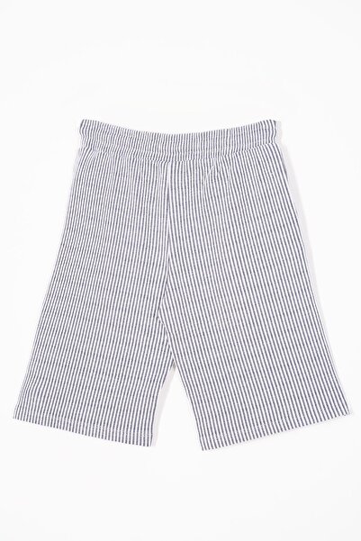 zepkids Elastic Waist Pocket Detailed Striped Navy Blue Color Boy's Shorts