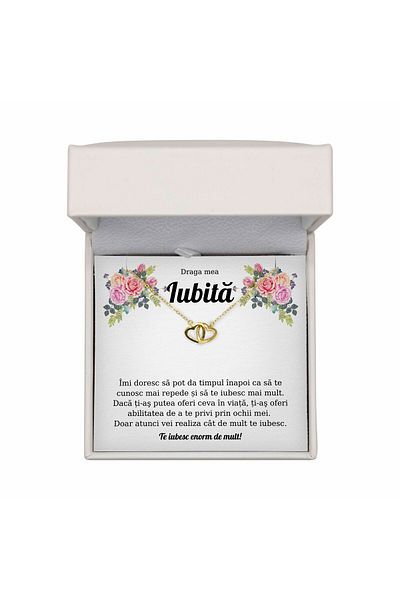 The Jewel Heart Colier Cadou Argint 925 Cu Mesaj De Dragoste Pentru Iubită, Cutie LED Premium, Placat cu Aur 14K