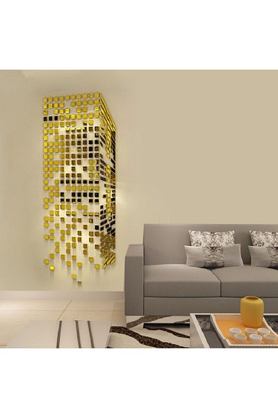 OEM Set oglinzi pătrate cu design - Oglinzi decorative acrilice 2/2 aurii 100 buc