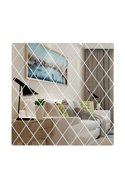 OEM Set de 58 de oglinzi acrilice cu romburi, autocolant decorativ autoadeziv pentru sufragerie, 100x100cm