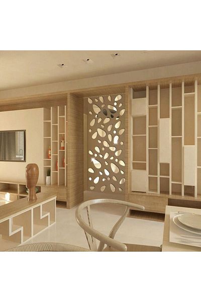 OEM Set de oglinzi 3D cu design de piatră cubică argintie MyStyle - Oglinzi decorative acrilice de lux pentru casă, set de 12 bucăți