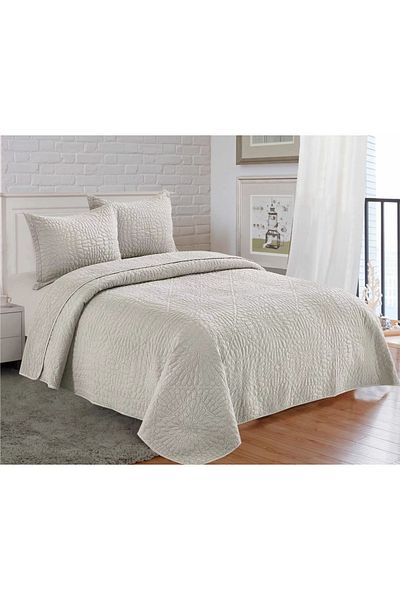 CHIRASO CHIRASO 3-Piece Duvet Cover Set, 230x250 cm, Satin Cotton, Embossed Pattern, UNI, light gray