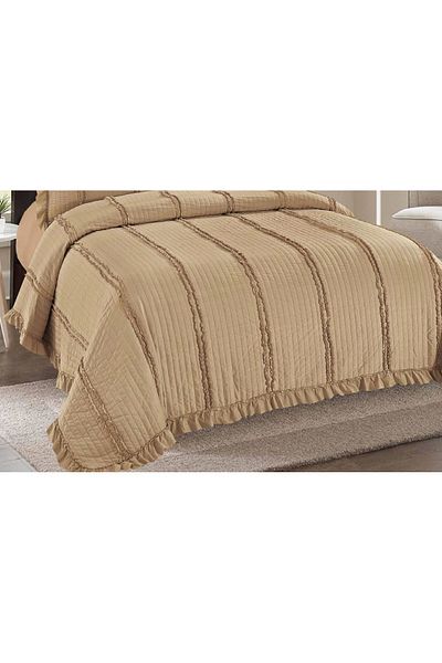 CHIRASO CHIRASO 3-Piece Duvet Cover Set, 230x250 cm, Satin Cotton, Flounce Pattern, UNI, brown