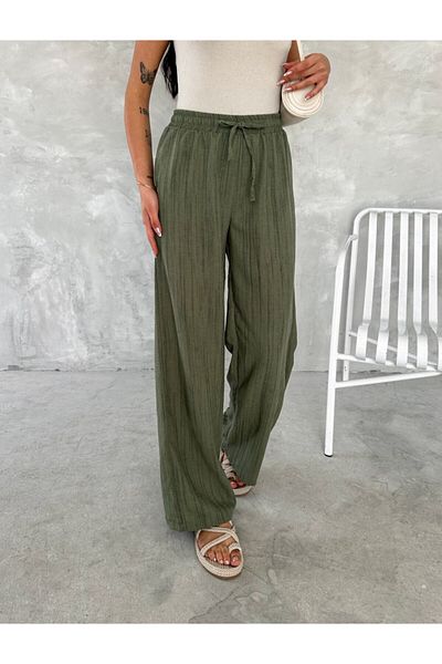 winmoda Women's Linen Pants - Aged Linen Fabric - Linen