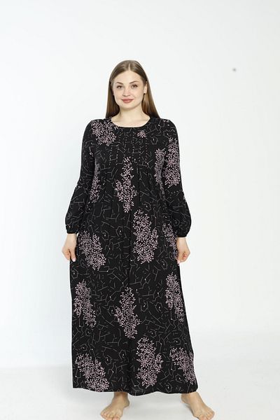Juliet Deluxe Γυναικείο μακρυμάνικο φόρεμα από ύφασμα βισκόζης σε μεγάλο μέγεθος 33395