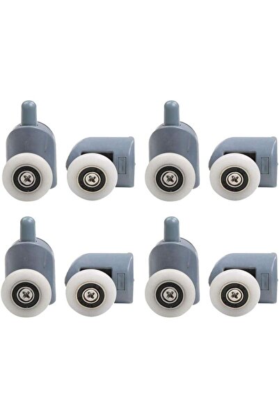 OEM Set de 8 role pentru ușă de duș, ABS/Alamă, 25 mm, Gri/Alb