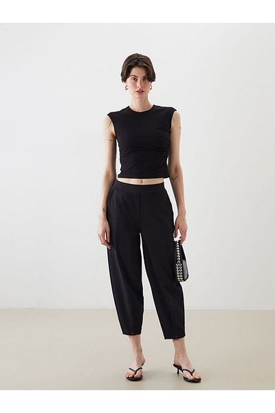 LC Waikiki Black Elastic Waist Women's Trousers