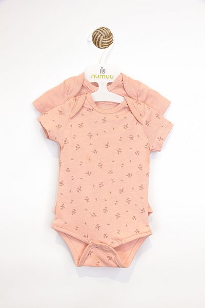 Numuu Soft Touch Floral Short Sleeve 2-Piece Baby Girl Bodysuit Set
