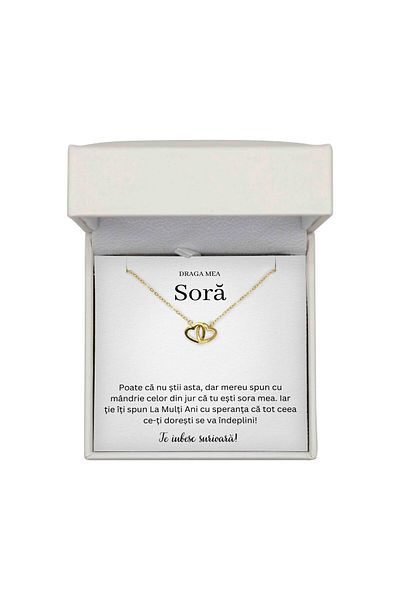 The Jewel Heart Jewelry Gift for Sister – 925 Silver Necklace Plated with 14K Gold, Soul Message, LED Box