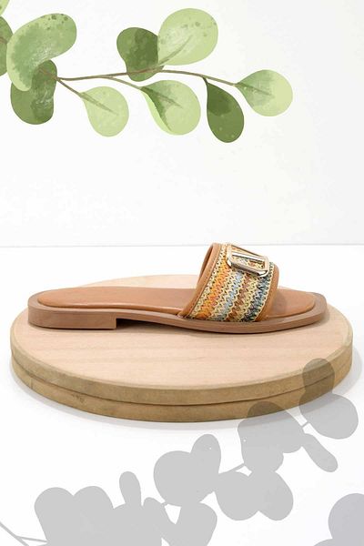 Bambi Mustard Multicolor Women's Slippers K04862501428
