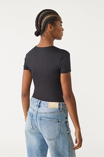 Stradivarius Short sleeve polyamide bodysuit