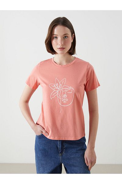 LC Waikiki White Crew Neck Bow Printed Women's T-Shirt