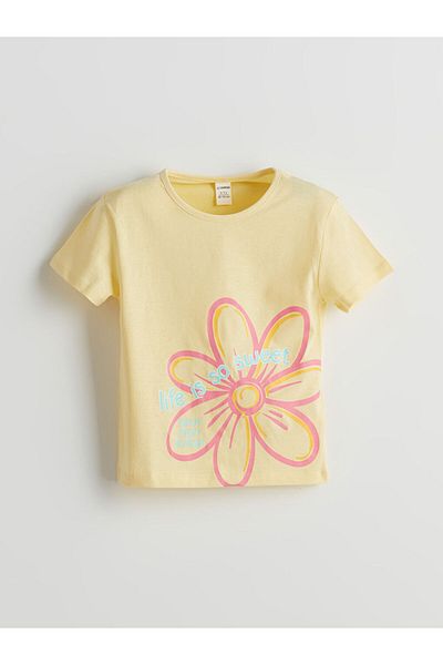 LC Waikiki New Season Printed Combed Cotton Girls' T-Shirt 2-Piece - S5Fd08Z1