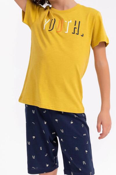 ROLY POLY 2707 Youth Palmiye Desenli Şort Takım (Baba Oğul Kombin Yapılabilir)