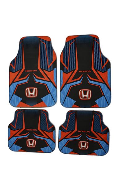 GENERAL Complete set of universal Honda car mats – Front and rear – Red-black-blue sports design