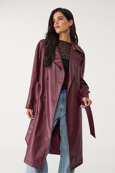 Stradivarius Long faux leather trench coat