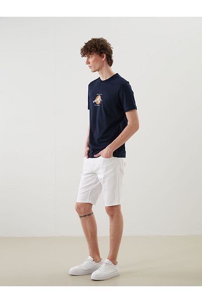 LC Waikiki New Season Crew Neck εμπριμέ χτενισμένο βαμβακερό ανδρικό Tisort - S5NY57Z8