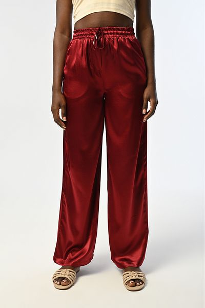 Orfeo Negro Women's Bordo Flat Satin Pants