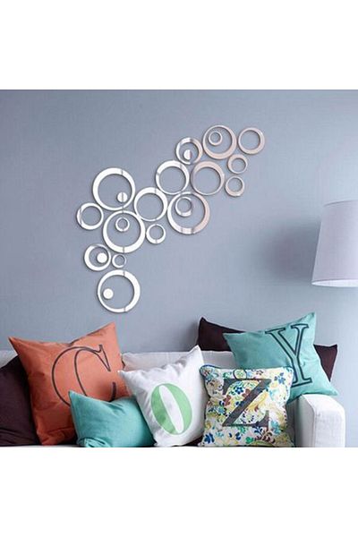 OEM Set de oglinzi din PVC cu design modern - Oglinzi decorative din acril argintiu - Luxury Home 24 piese/set