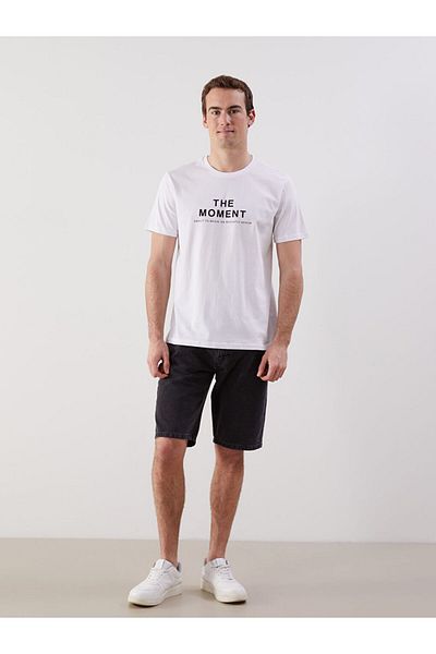 LC Waikiki New Season Crew Neck Κοντό μανίκι εμπριμέ χτενισμένο βαμβακερό ανδρικό Tisort - S5J878Z8