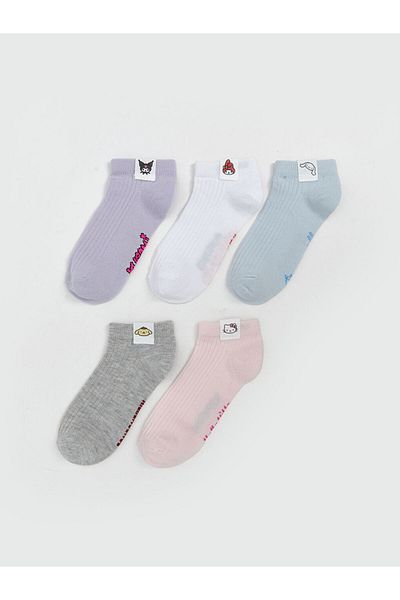 LC Waikiki Lilac Hello Kitty Patterned Girl's Booties Socks 5-Piece