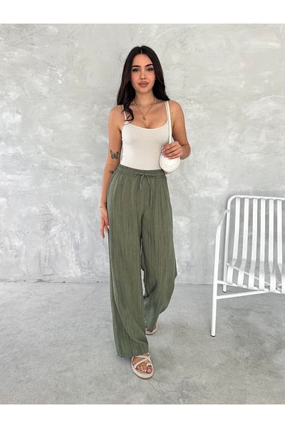 winmoda Women's Linen Pants - Aged Linen Fabric - Linen