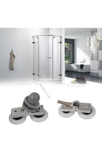 OEM Set of 4 shower cabin rollers, ABS/Aluminum, 23 mm, White/Grey