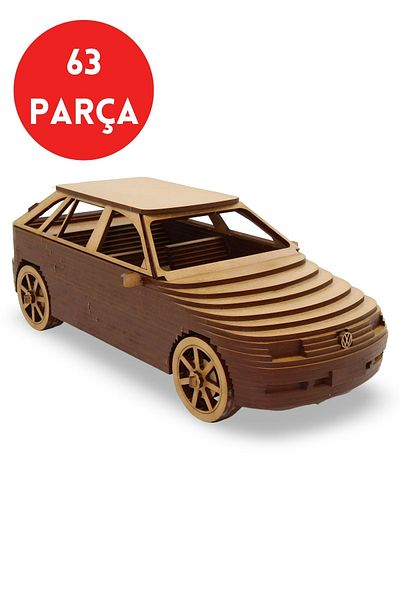 ALGWOOD Volkswagen Golf Style Wooden Model - 63 Pieces 3D Puzzle - Wooden Golf Automobile Model