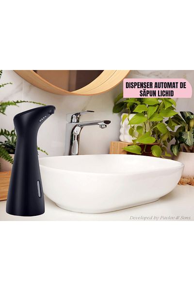 ZEQAS Touchless Liquid Soap Dispenser ABS+PC 200ml – Refillable, Waterproof, Elegant, Black