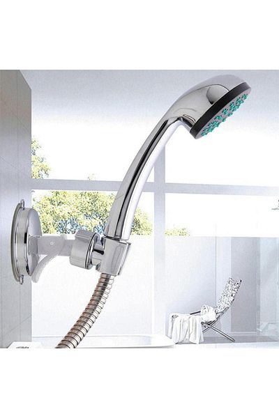 OEM Shower head holder with suction cups, 360 degree adjustable, silver, 10.5x7 cm