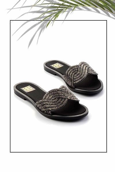 Bambi Matte Black Platinum Women's Slippers K04379011838