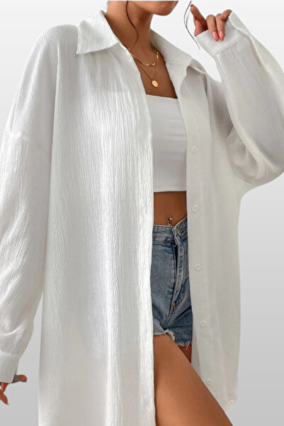 Tarz Cool Cool Women's White Oversize Shirt