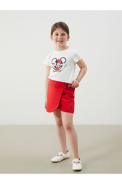 LC Waikiki Lcw Printed Girl's T-Shirt and Shorts Skirt