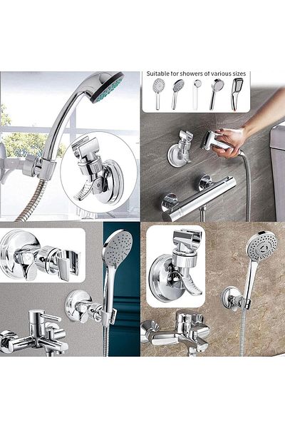 OEM Set of 2 suction cup shower head holder, 360 degree adjustable, easy to install, waterproof,