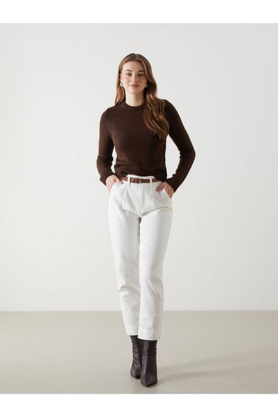 LC Waikiki New Season Mom Fit Women's Jean Trousers with Belt - S54067Z8